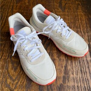 Adidas Cream Sneakers with Coral and Mint Accents